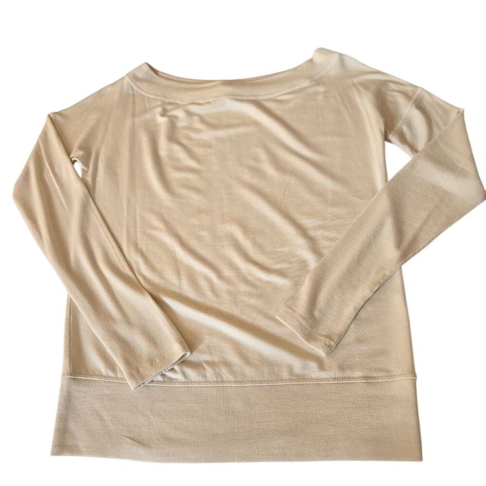 Athleta Womens Studio Barre Off Shoulder Long Sleeve Sweatshirt Cream Petite S - Picture 5 of 12
